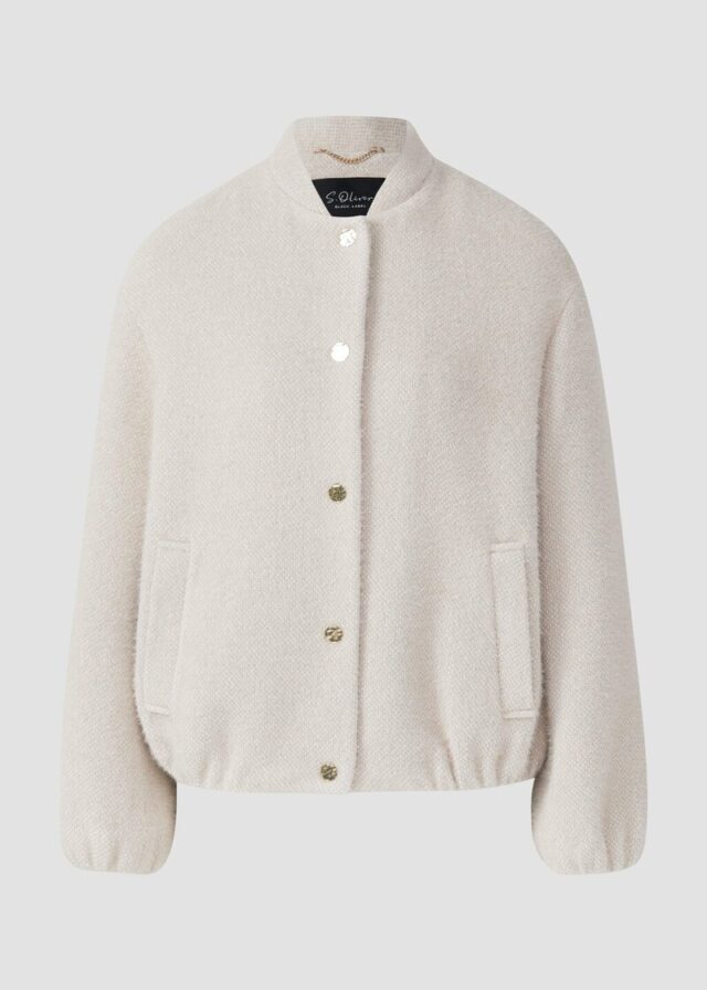 Flauschige Jacke im Relaxed Fit mit Stehkragen