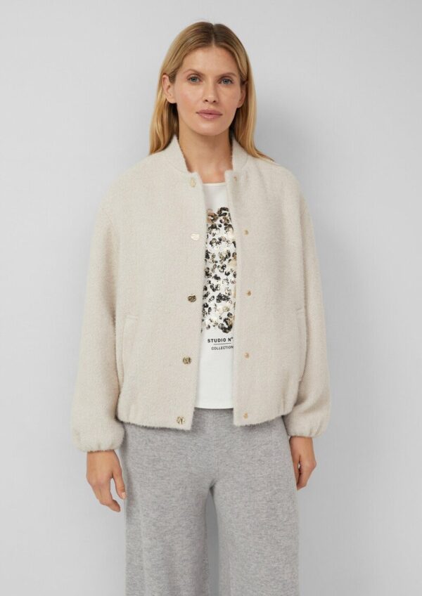 Flauschige Jacke im Relaxed Fit mit Stehkragen