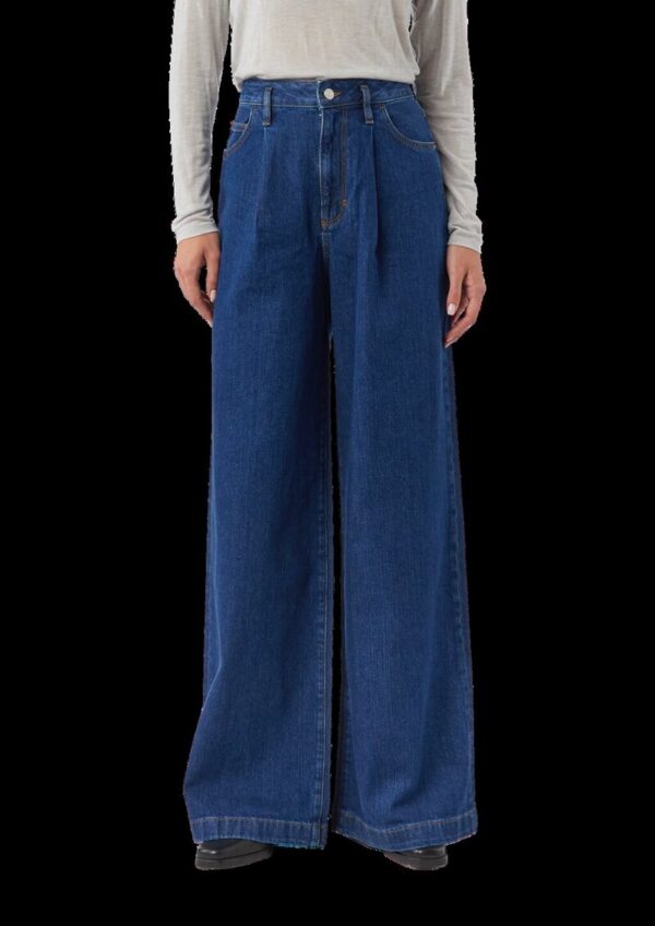 Jeans mit Extra Wide Leg und Bundfalten