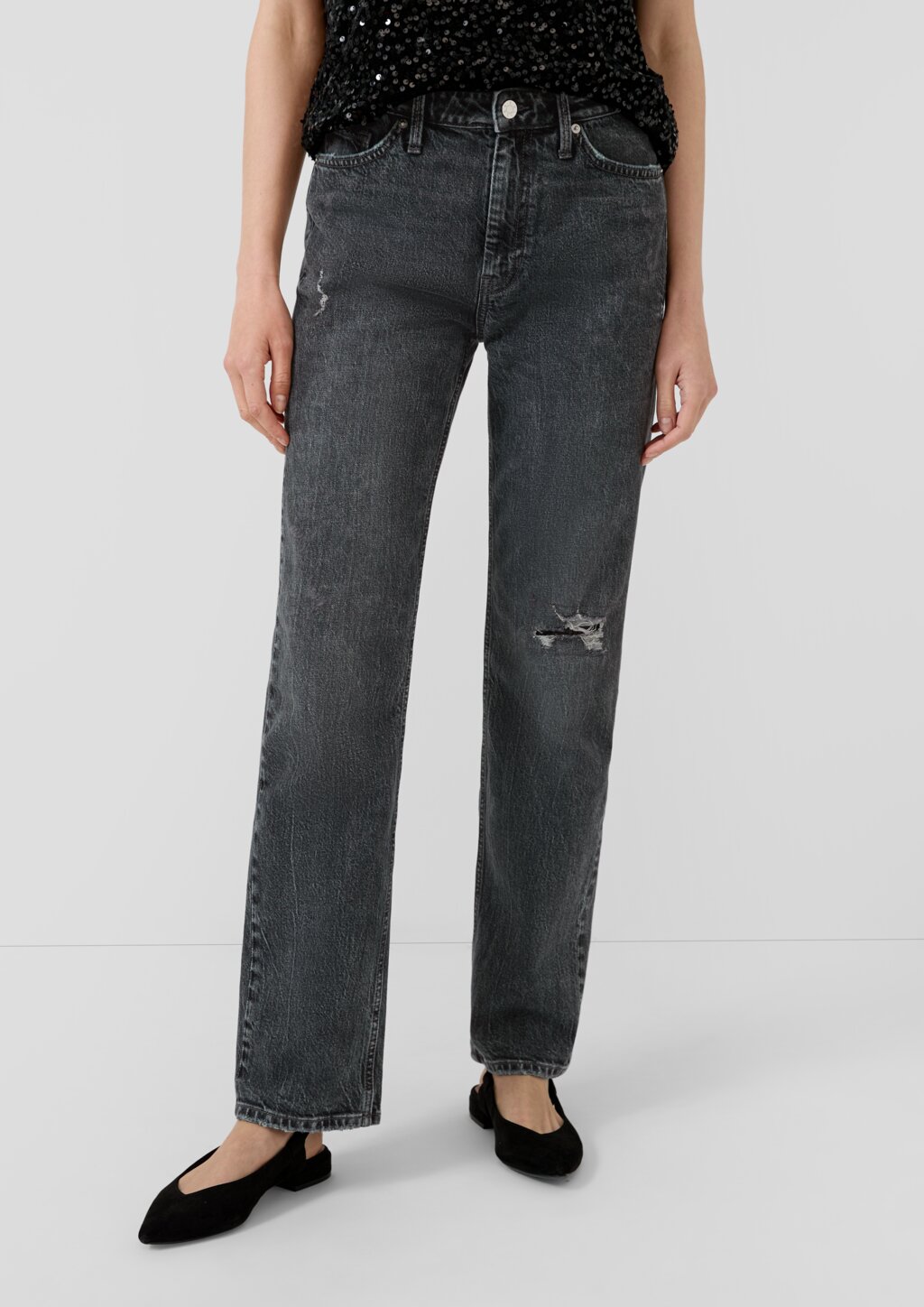 Jeans Karolin / Regular Fit / High Rise / Straight Leg / mit Pailletten