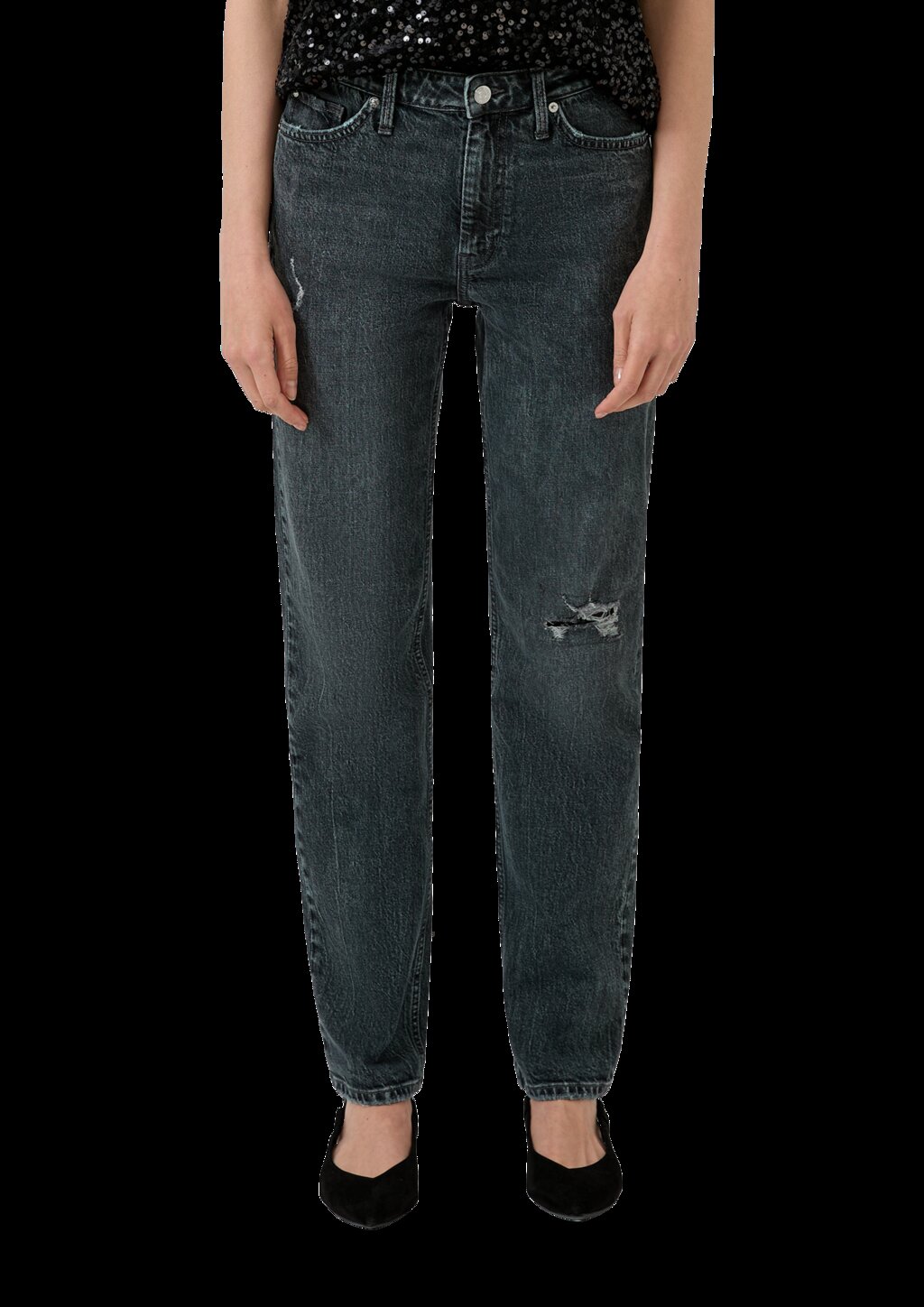 Jeans Karolin / Regular Fit / High Rise / Straight Leg / mit Pailletten