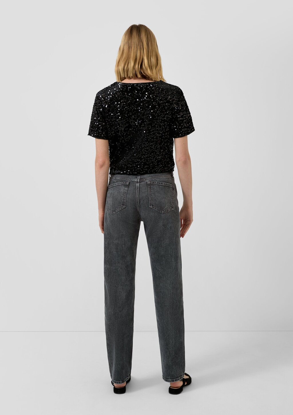 Jeans Karolin / Regular Fit / High Rise / Straight Leg / mit Pailletten