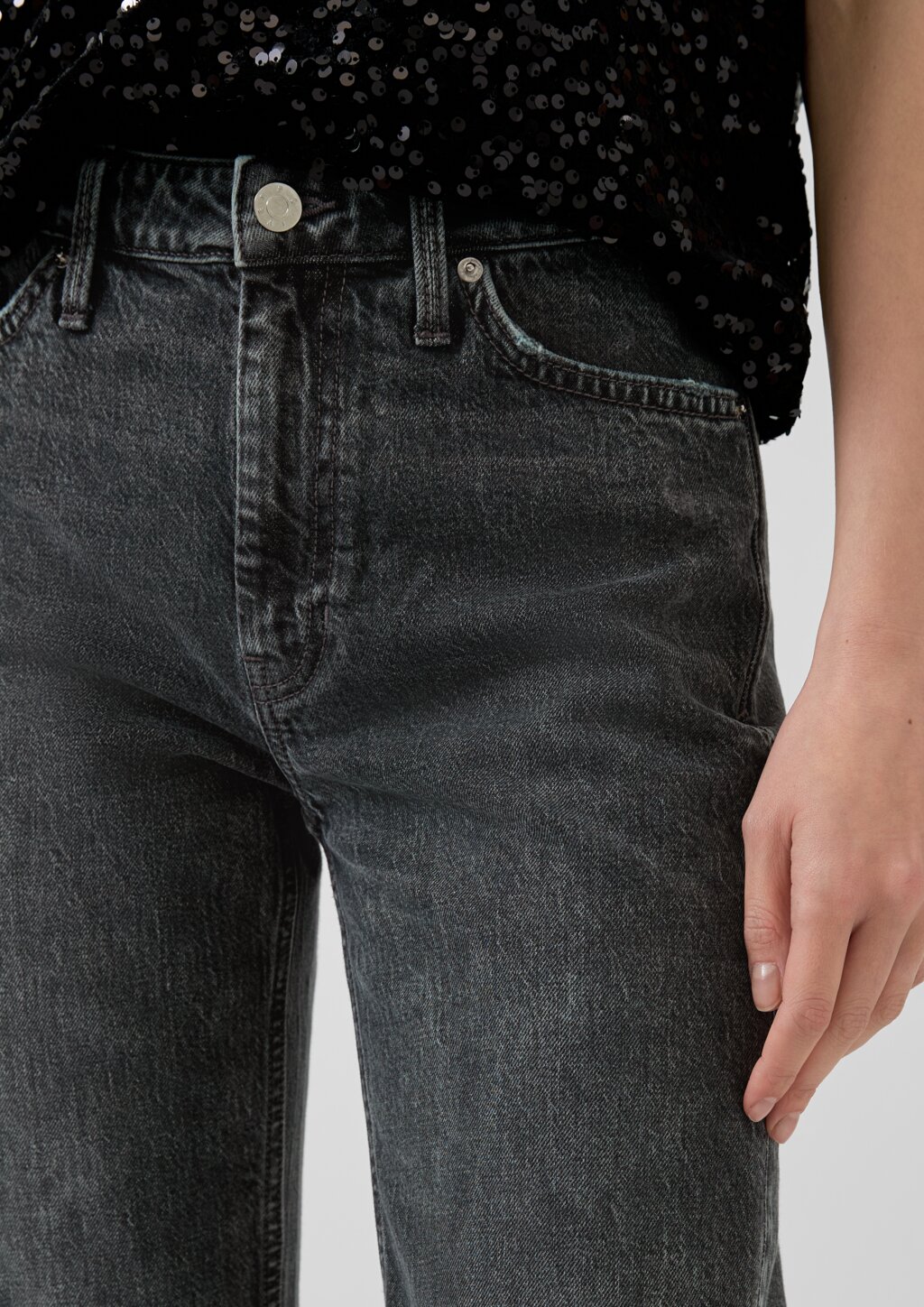 Jeans Karolin / Regular Fit / High Rise / Straight Leg / mit Pailletten