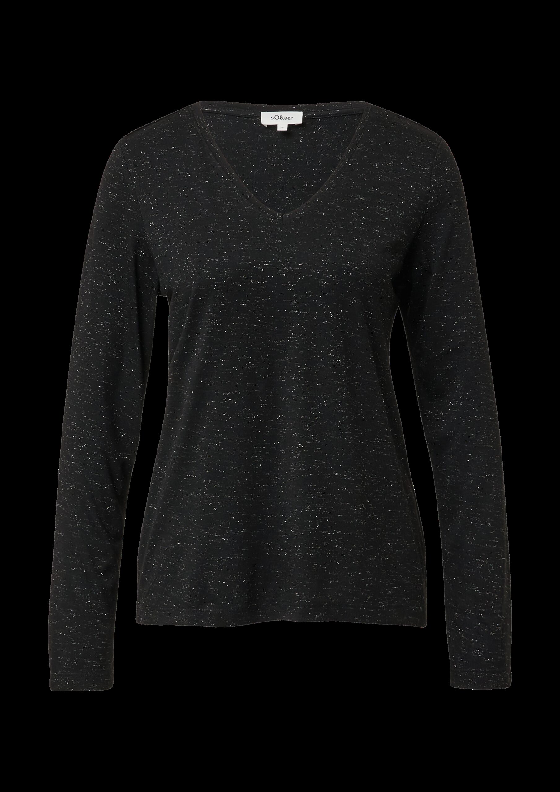 Longsleeve mit V-Ausschnitt und Glitzergarn