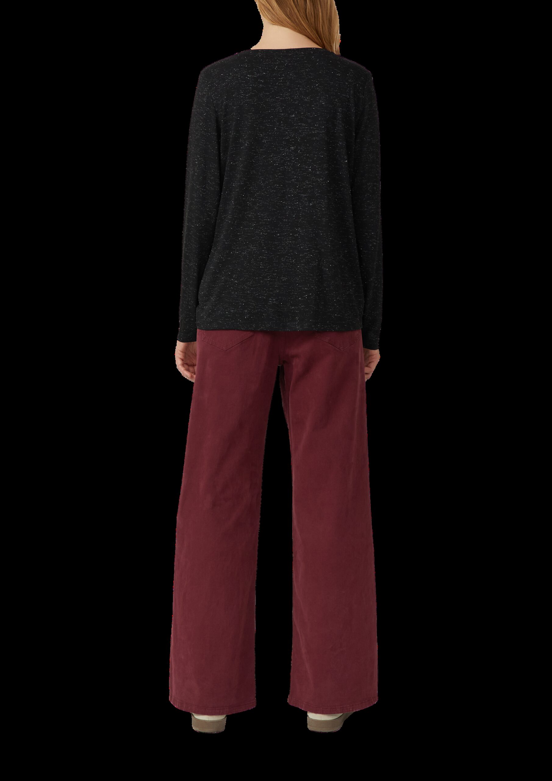 Longsleeve mit V-Ausschnitt und Glitzergarn