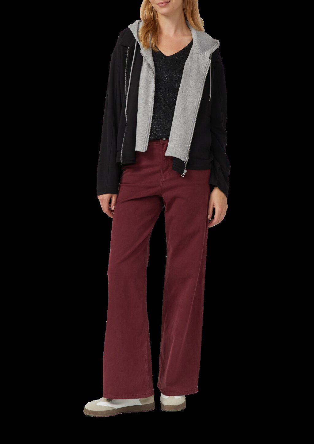 Longsleeve mit V-Ausschnitt und Glitzergarn