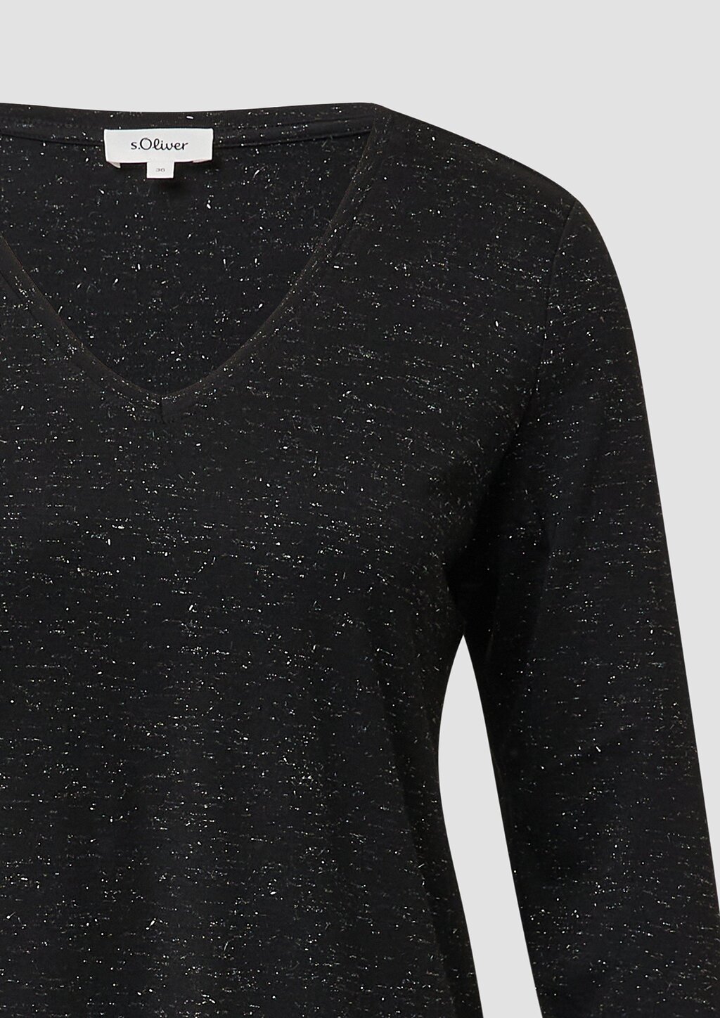 Longsleeve mit V-Ausschnitt und Glitzergarn