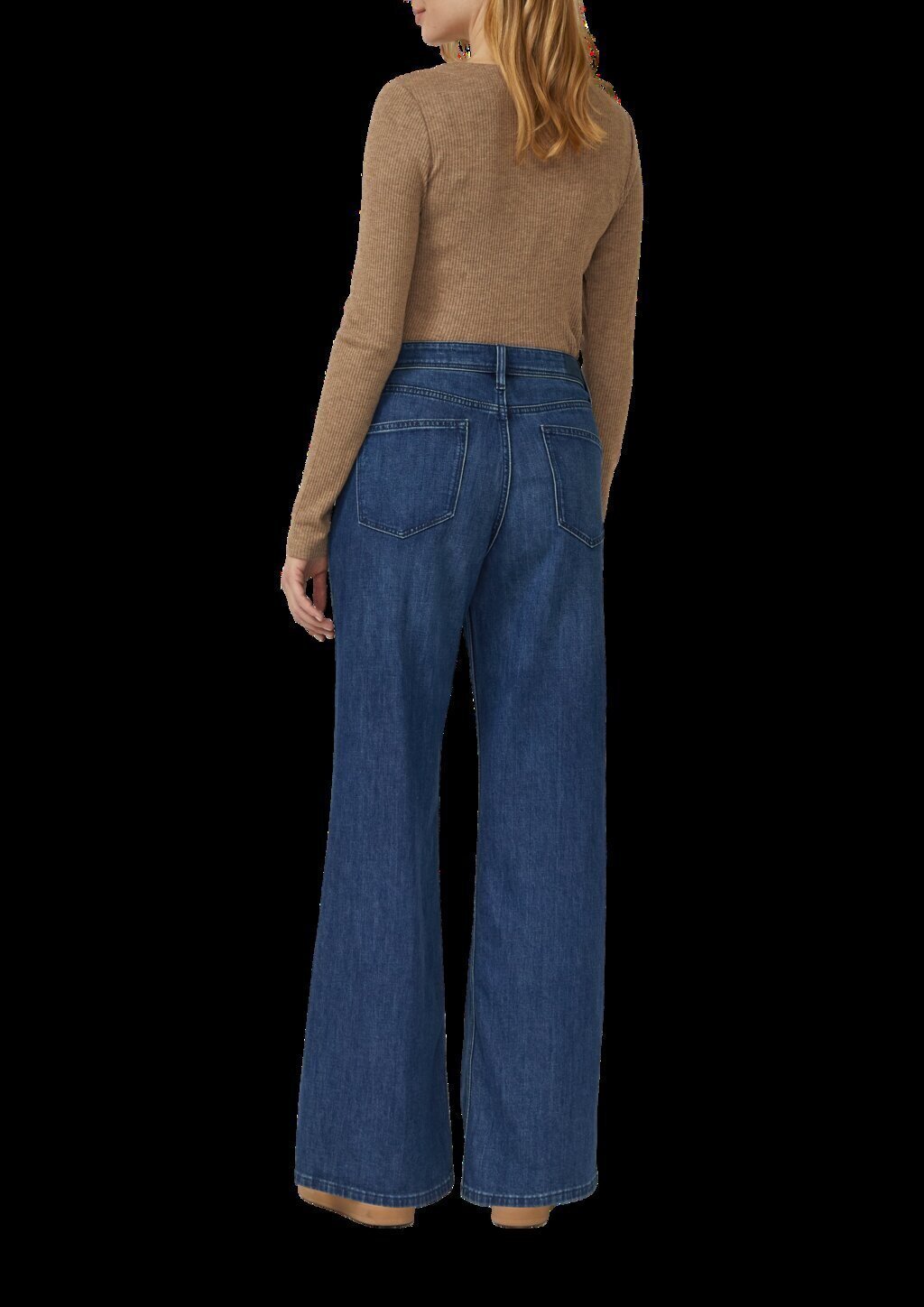 Geripptes Longsleeve mit V-Ausschnitt