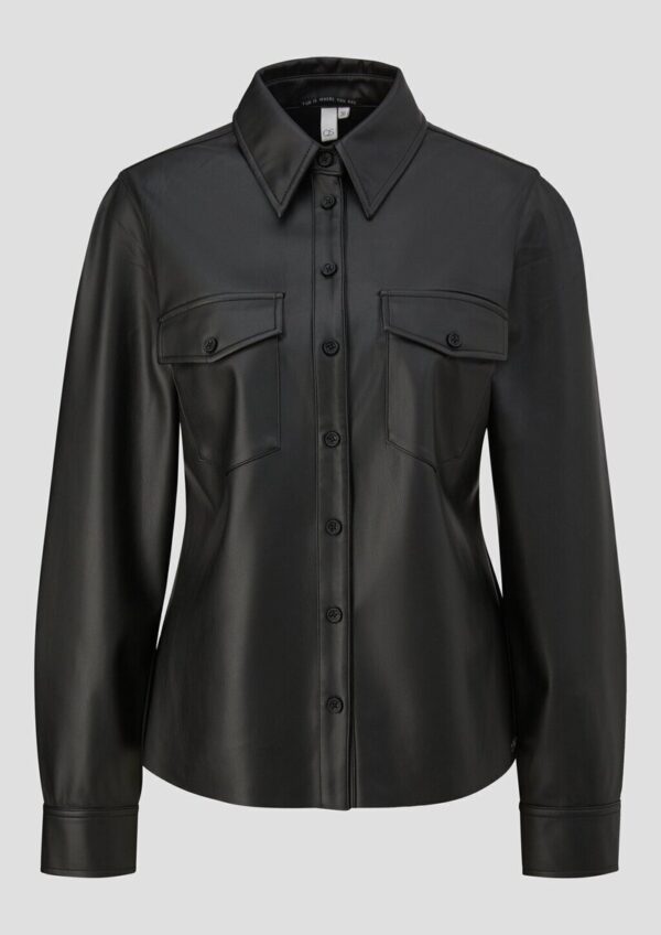 Bluse in Lederoptik