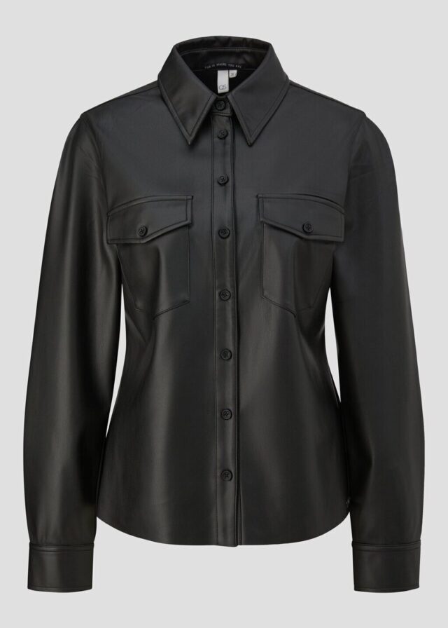 Bluse in Lederoptik