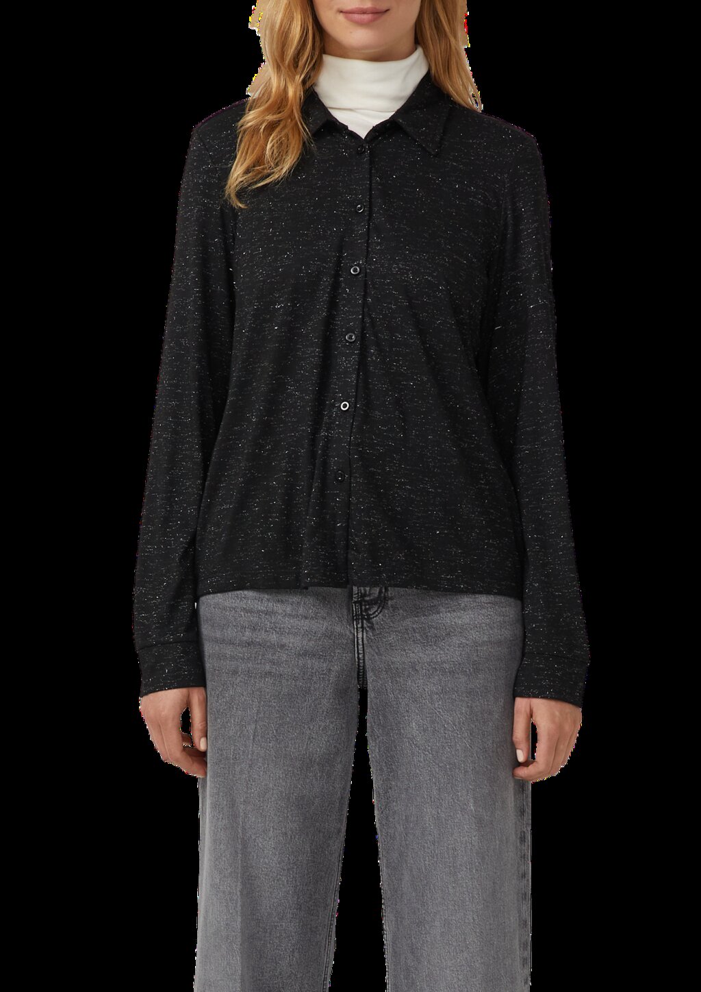 Jerseybluse mit Glitzergarn