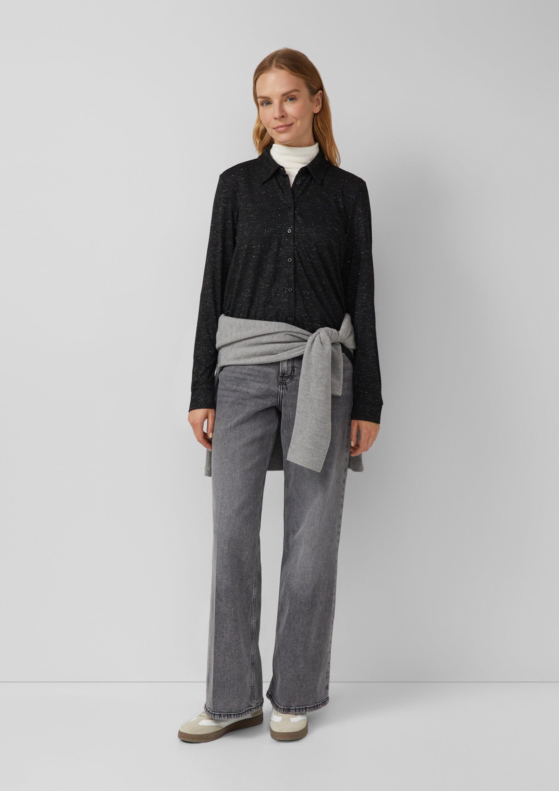 Jerseybluse mit Glitzergarn