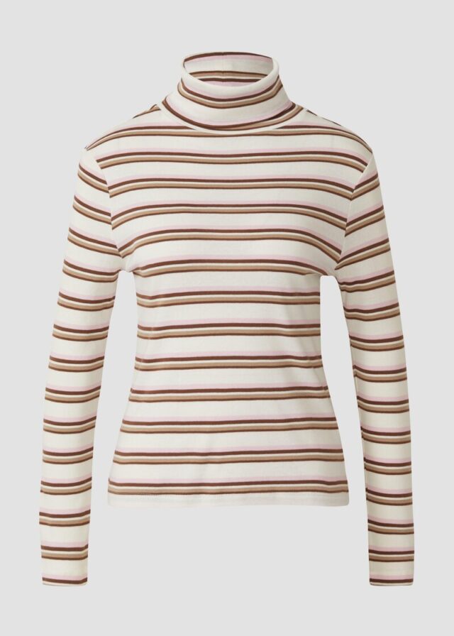 Longsleeve mit Rollkragen und Ringelmuster