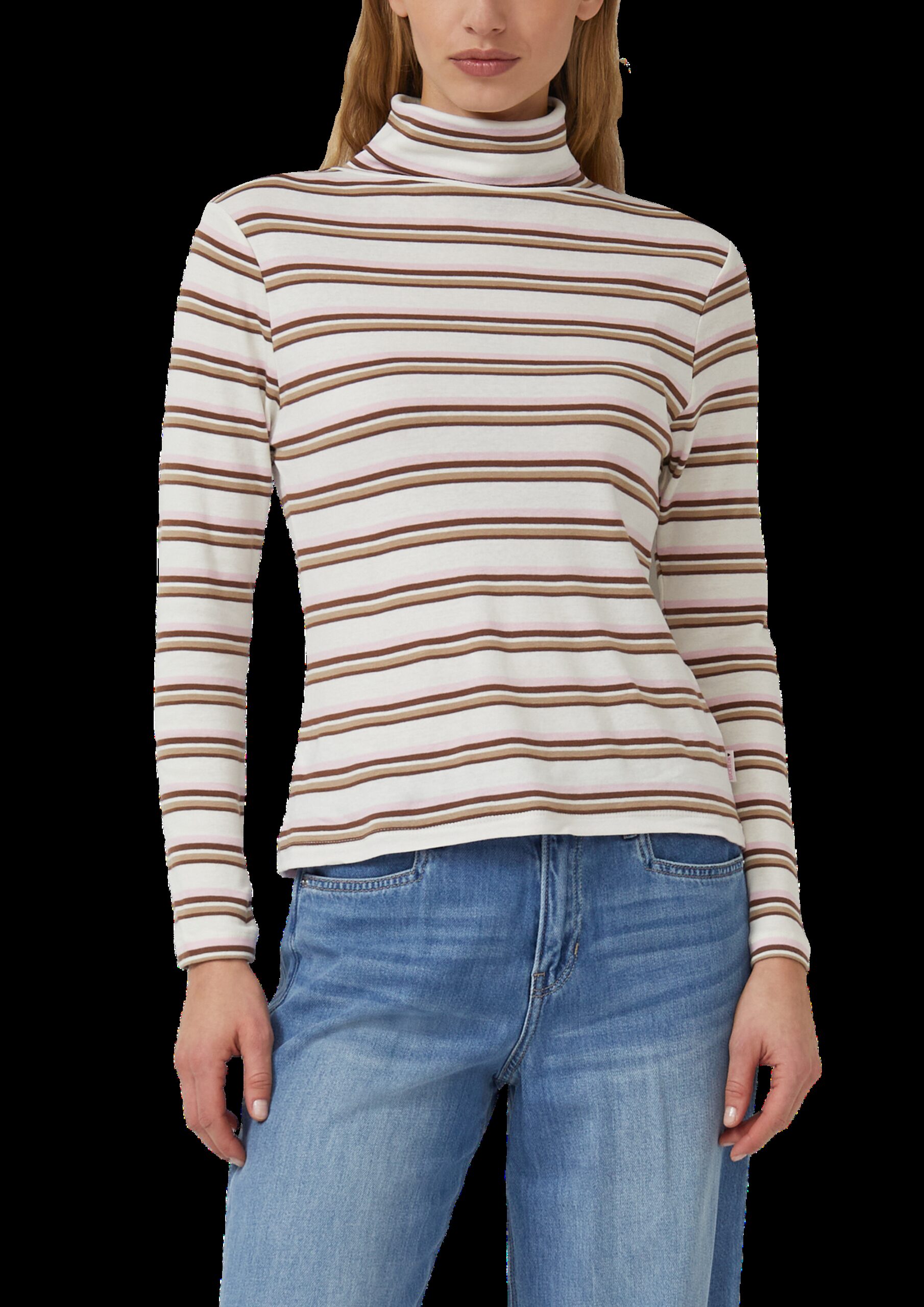 Longsleeve mit Rollkragen und Ringelmuster