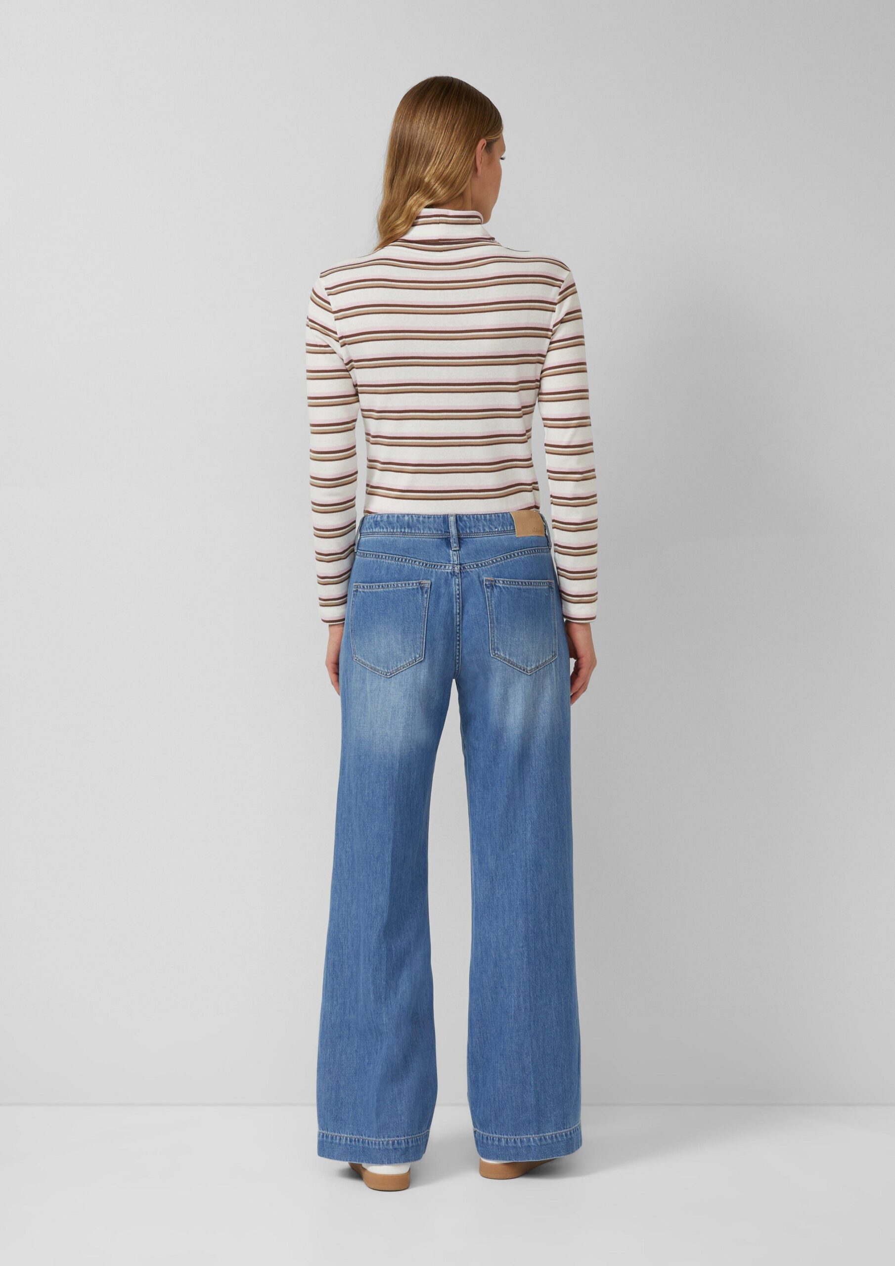 Longsleeve mit Rollkragen und Ringelmuster