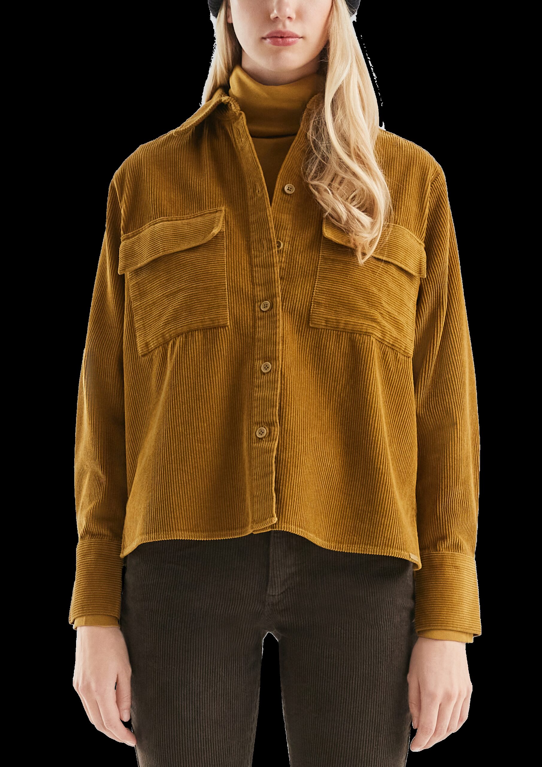 Cord-Overshirt mit Brusttaschen