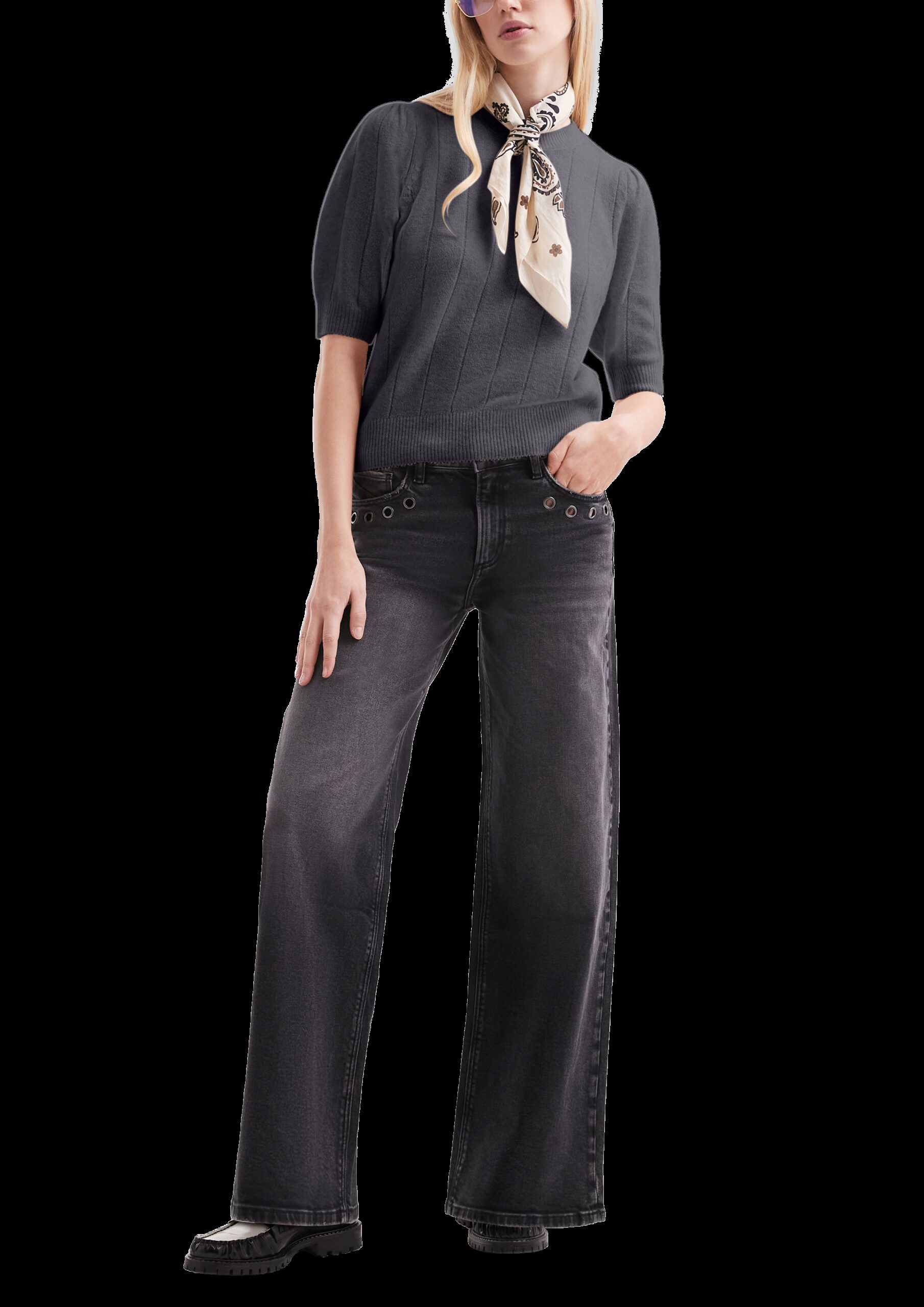 Weicher Kurzarm-Strickpullover