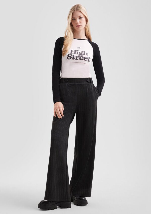 Geripptes Colour Block-Shirt mit Print