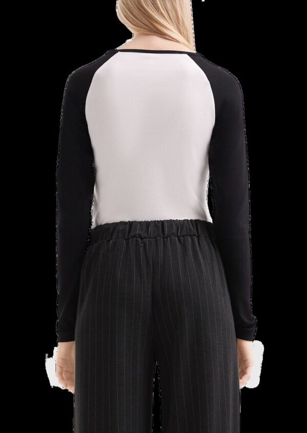 Geripptes Colour Block-Shirt mit Print