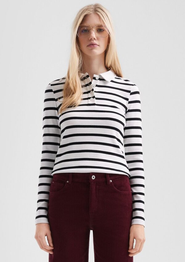 Geripptes Poloshirt mit Streifen