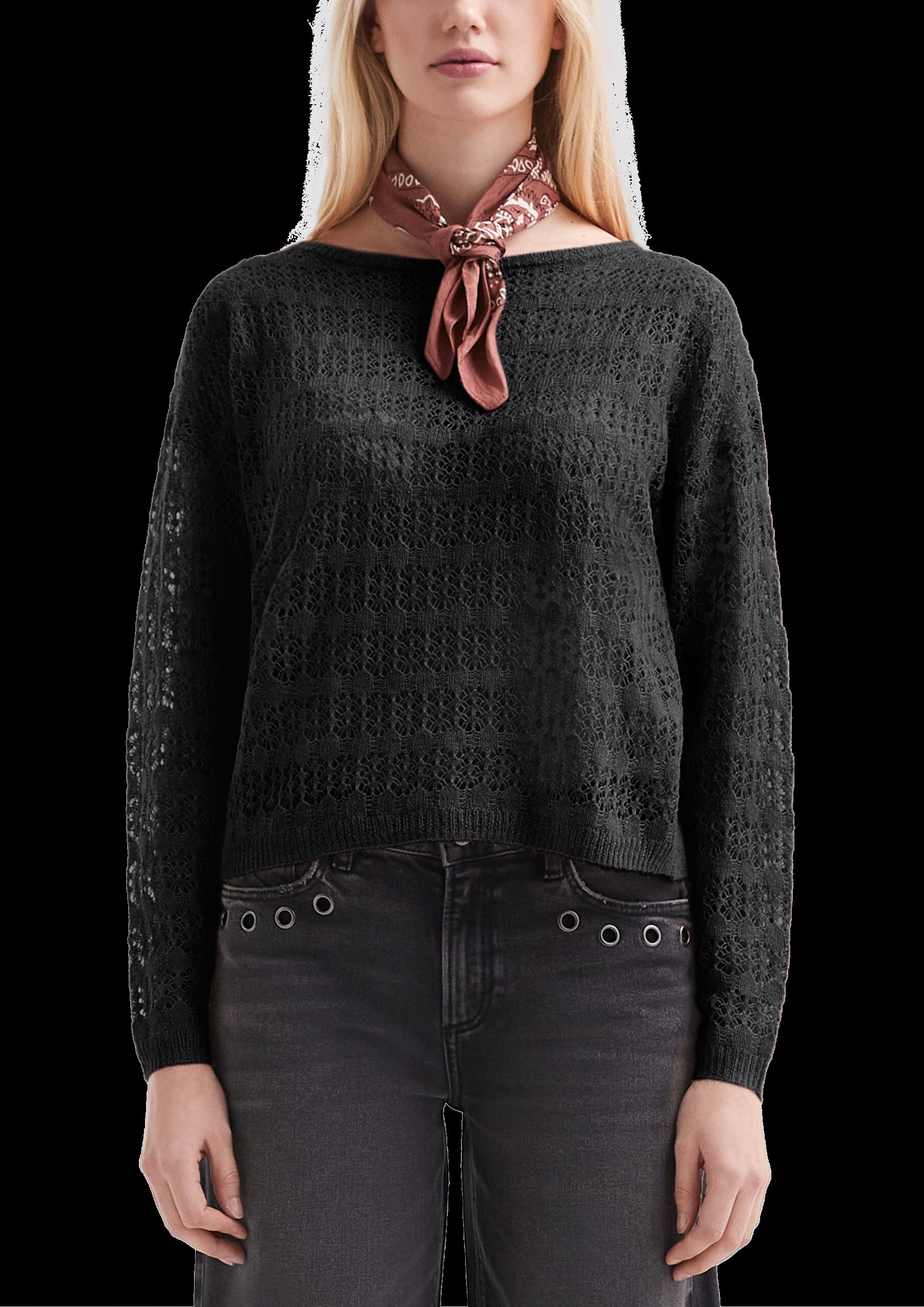 Zarter Pullover mit offenem Ajourmuster