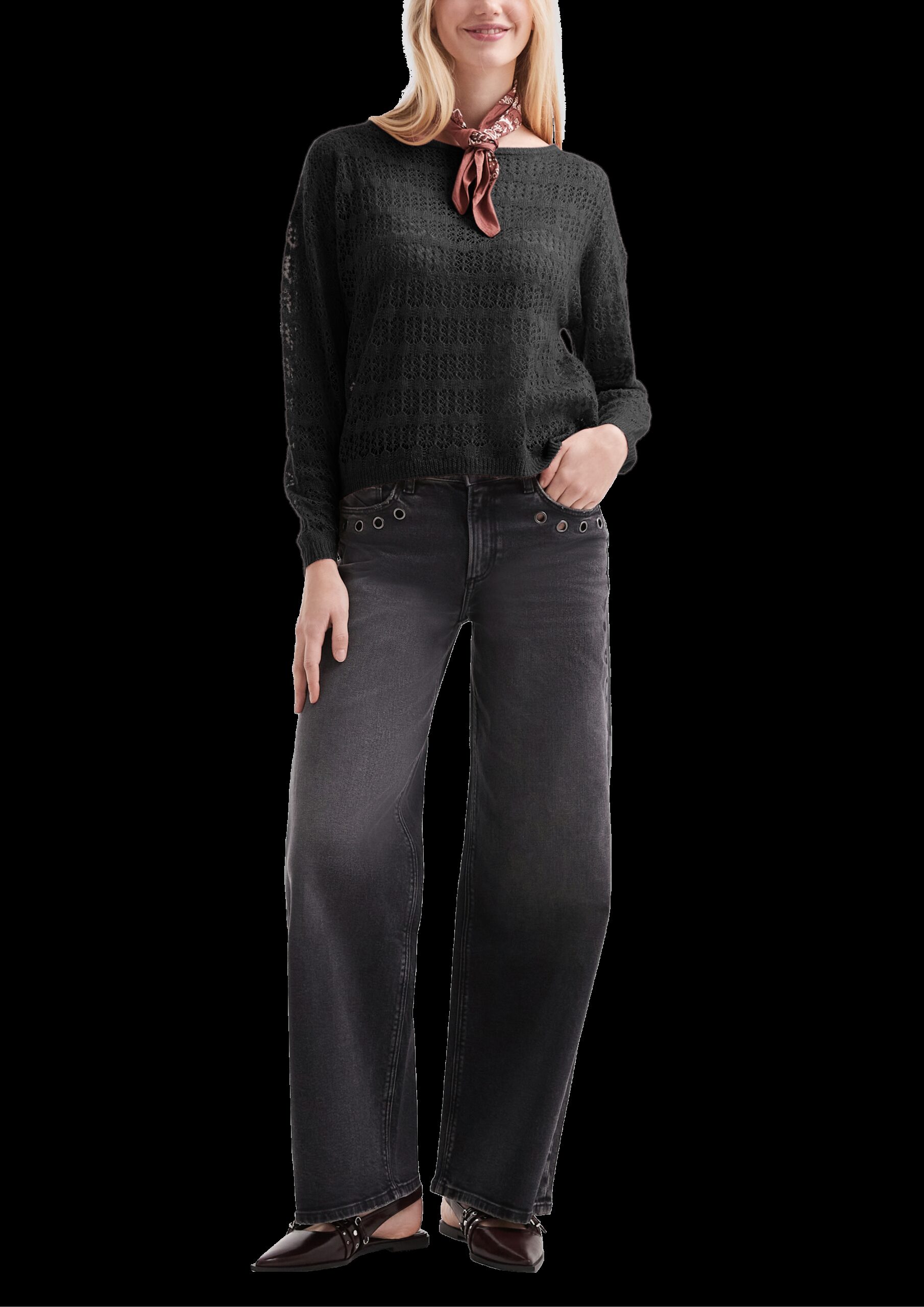 Zarter Pullover mit offenem Ajourmuster