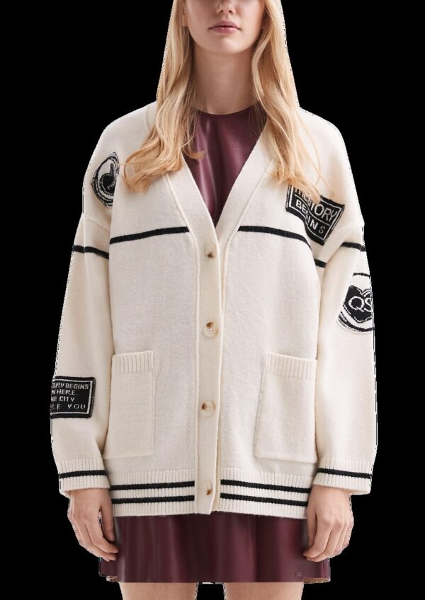 Lässige Oversize-Strickjacke mit Patches