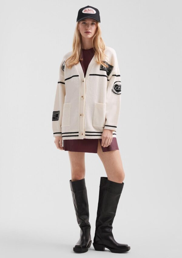 Lässige Oversize-Strickjacke mit Patches