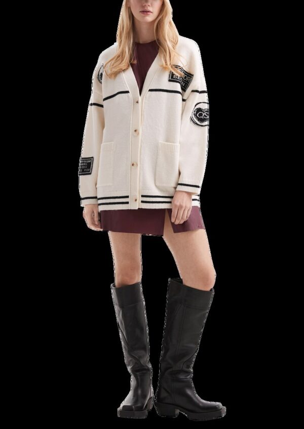 Lässige Oversize-Strickjacke mit Patches