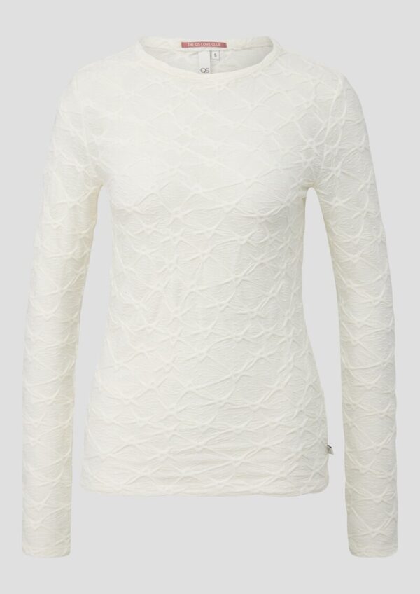 Leicht transparentes Langarmshirt mit Strukturmuster