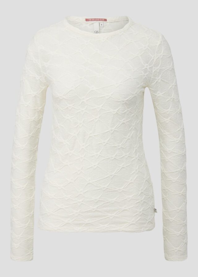 Leicht transparentes Langarmshirt mit Strukturmuster