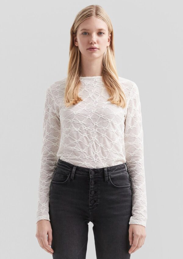 Leicht transparentes Langarmshirt mit Strukturmuster