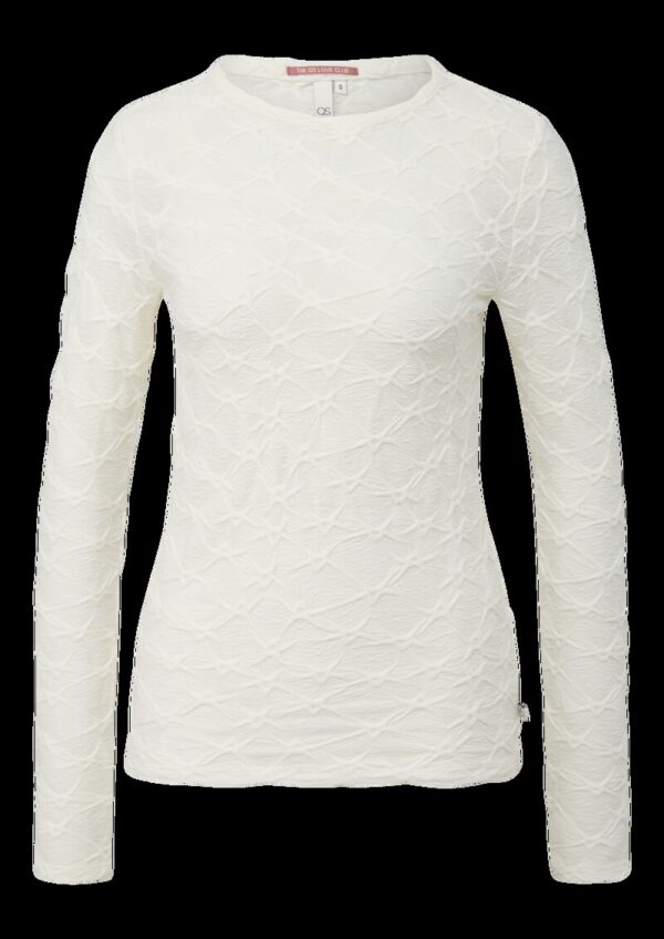 Leicht transparentes Langarmshirt mit Strukturmuster