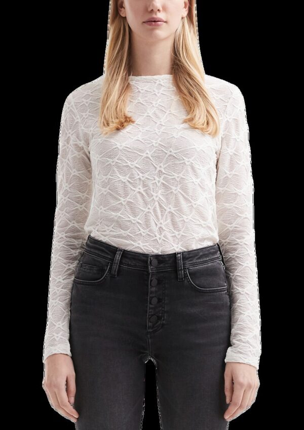 Leicht transparentes Langarmshirt mit Strukturmuster