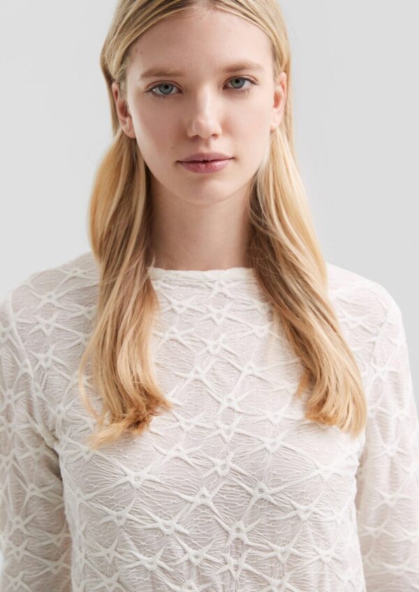 Leicht transparentes Langarmshirt mit Strukturmuster