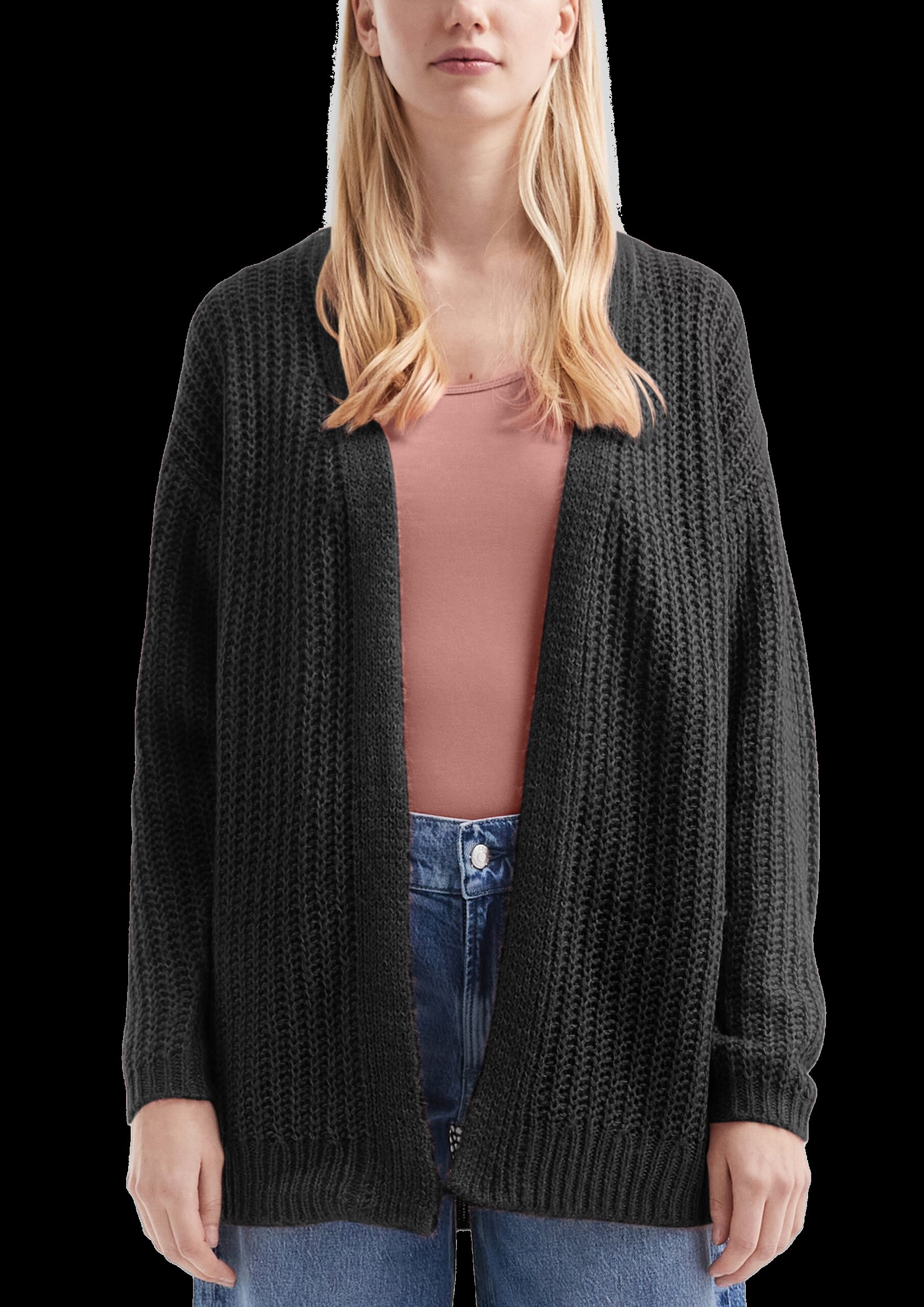 Locker gestrickte Jacke mit überschnittener Schulter