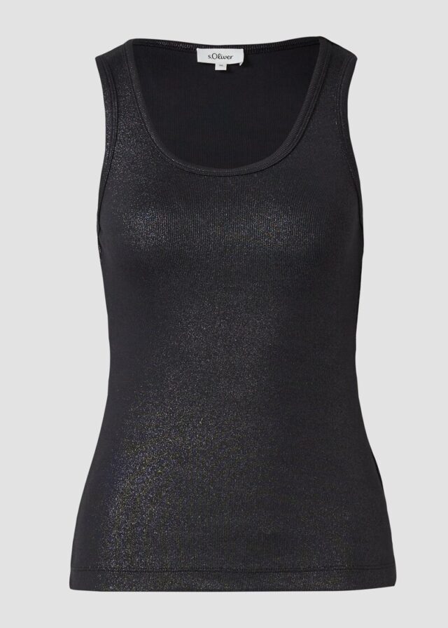 Geripptes Tank-Top mit glitzerndem Coating