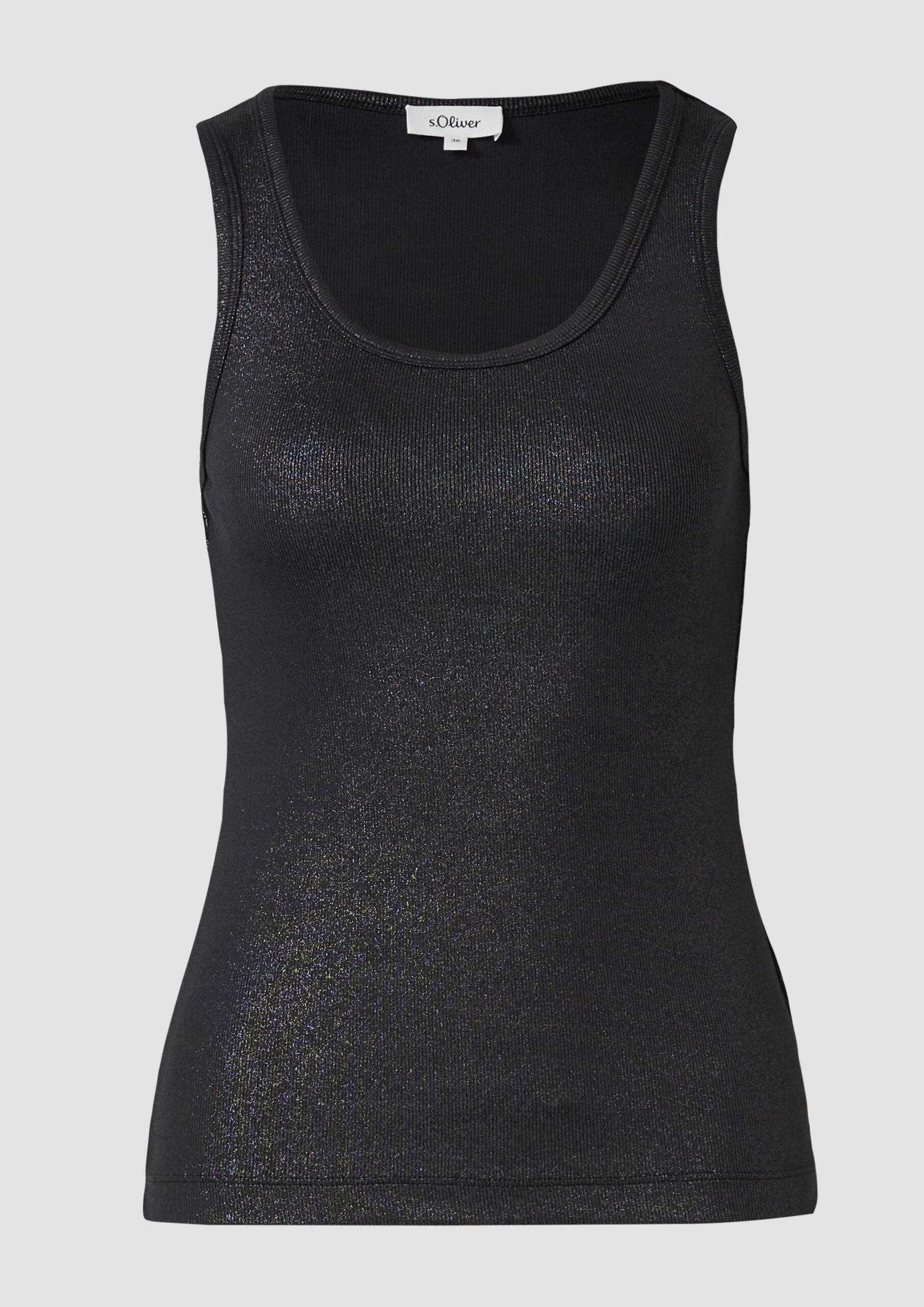 Geripptes Tank-Top mit glitzerndem Coating