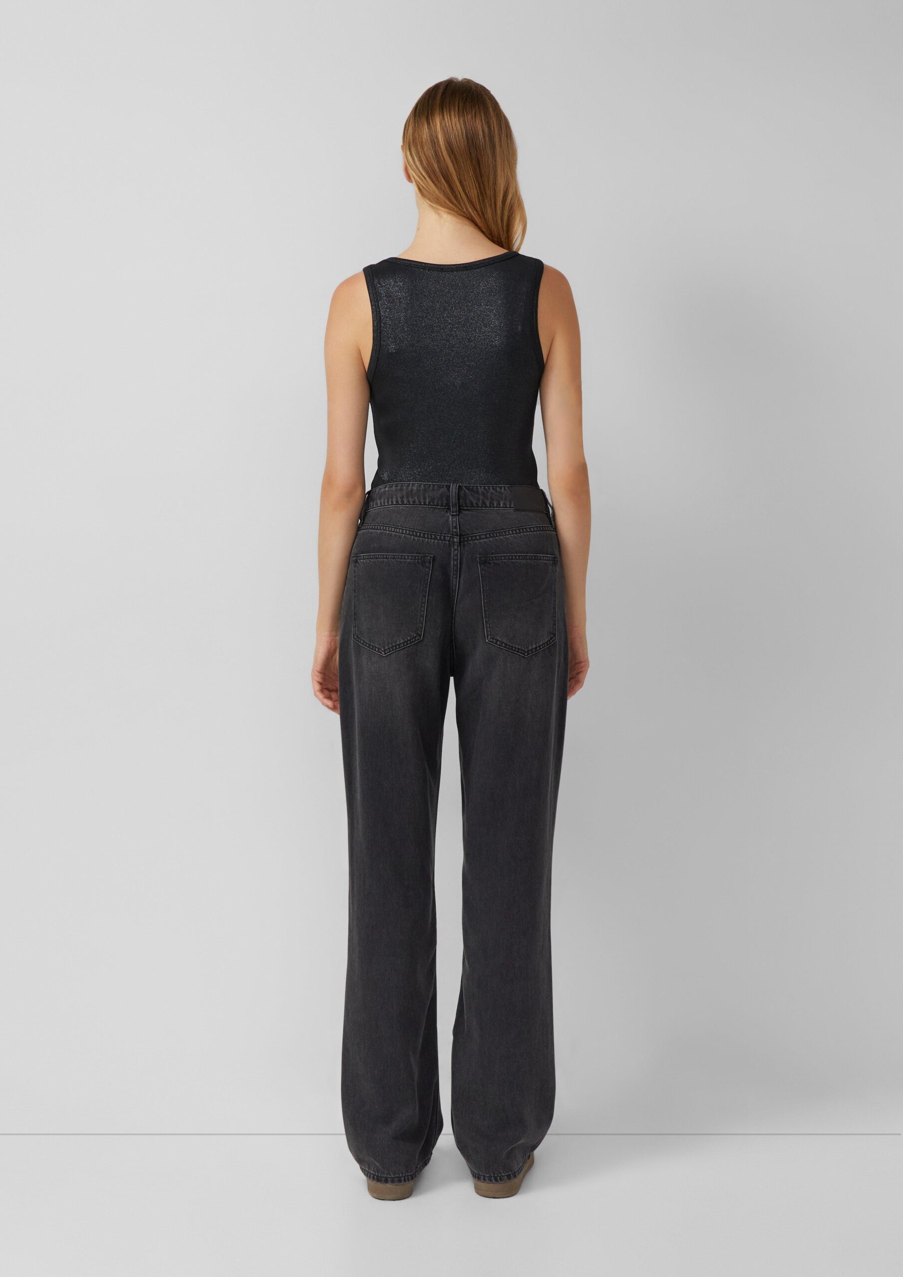 Geripptes Tank-Top mit glitzerndem Coating