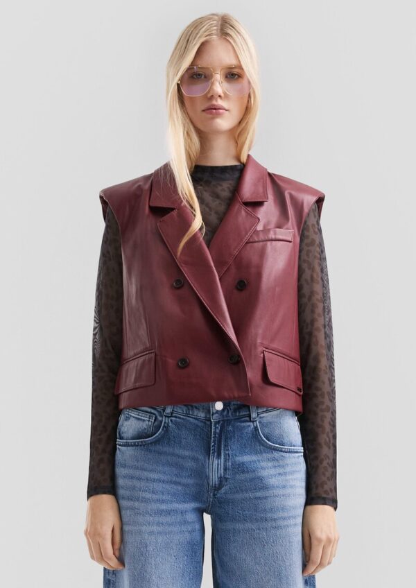 Verkürzte Weste in Lederoptik