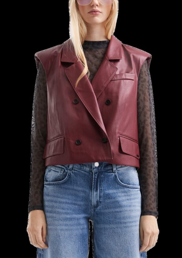 Verkürzte Weste in Lederoptik