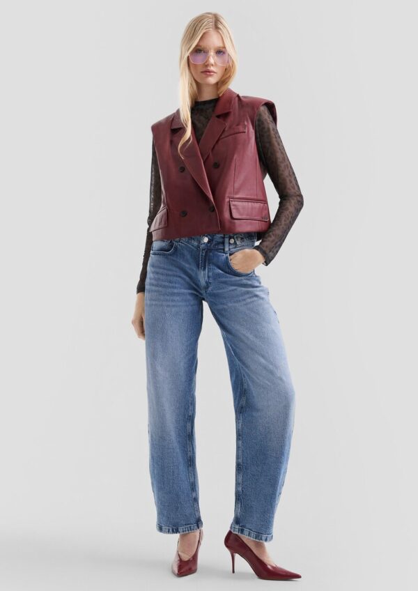 Verkürzte Weste in Lederoptik