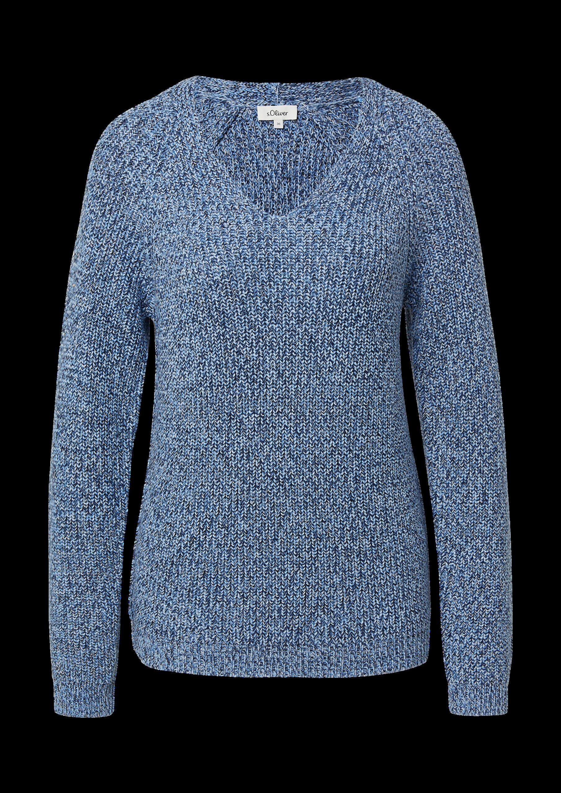 Strickpullover mit V-Ausschnitt und Raglanärmeln