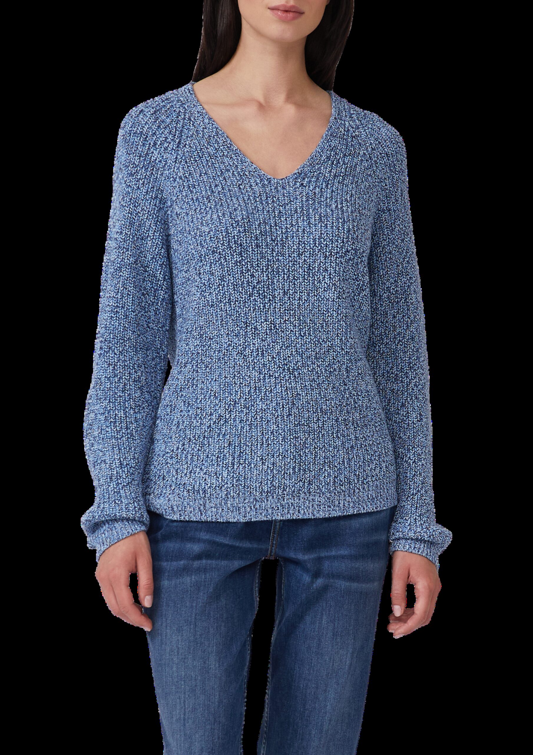 Strickpullover mit V-Ausschnitt und Raglanärmeln