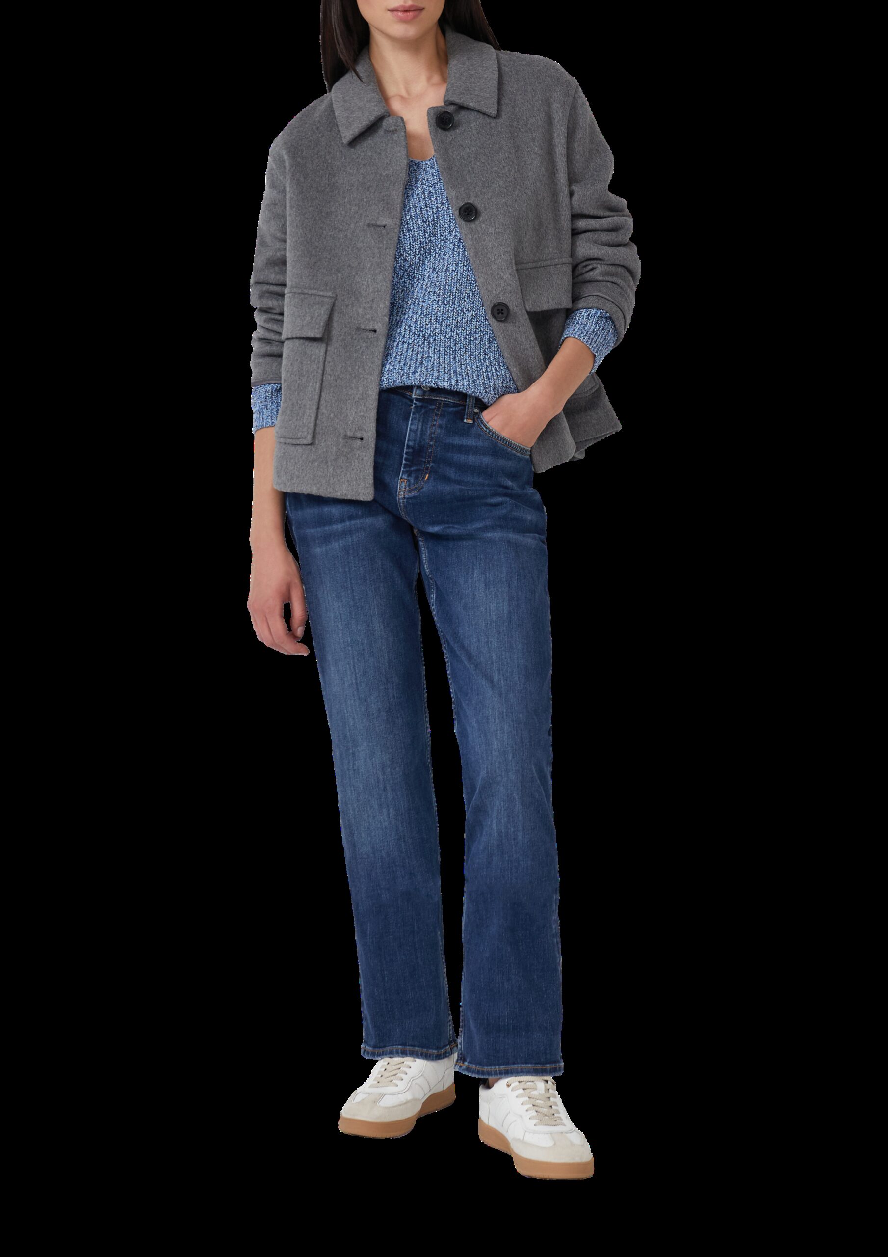 Strickpullover mit V-Ausschnitt und Raglanärmeln