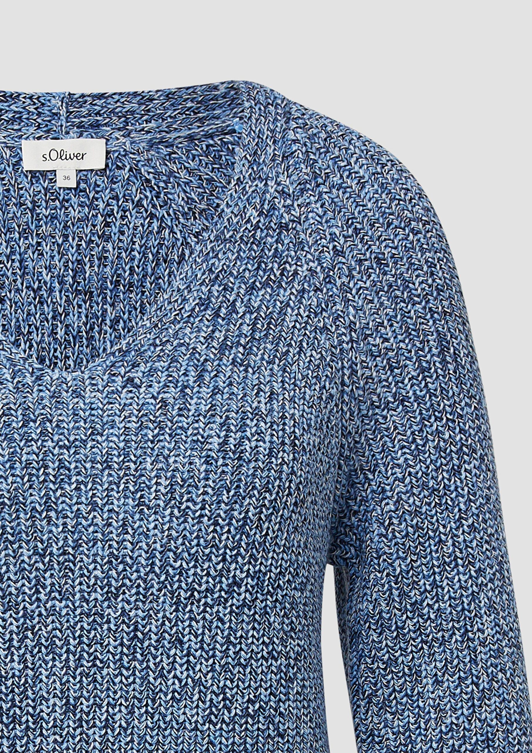 Strickpullover mit V-Ausschnitt und Raglanärmeln