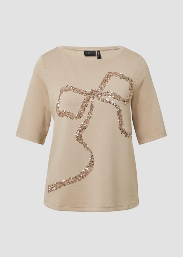 Viskose-T-Shirt im Relaxed Fit mit Pailletten