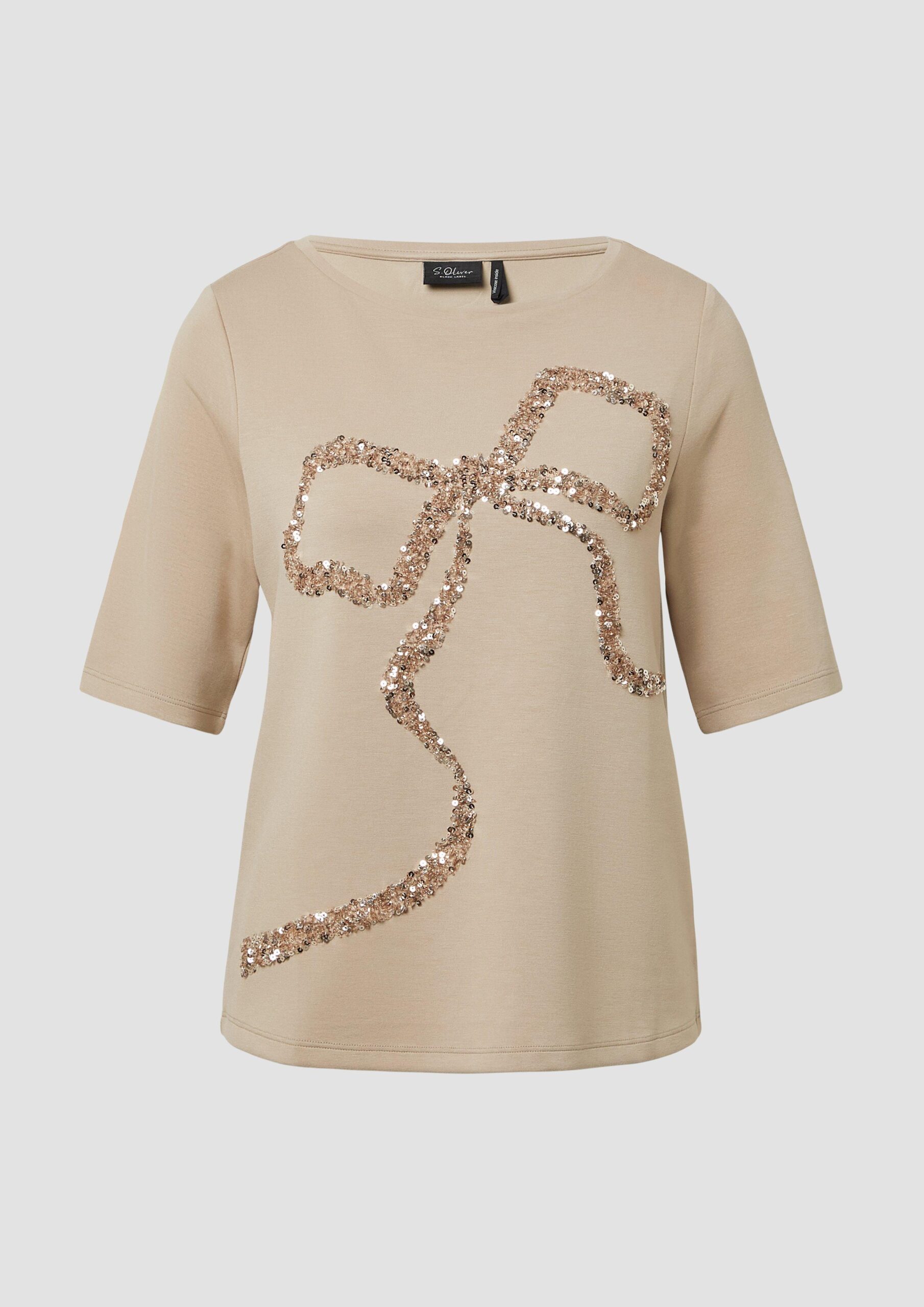 Viskose-T-Shirt im Relaxed Fit mit Pailletten