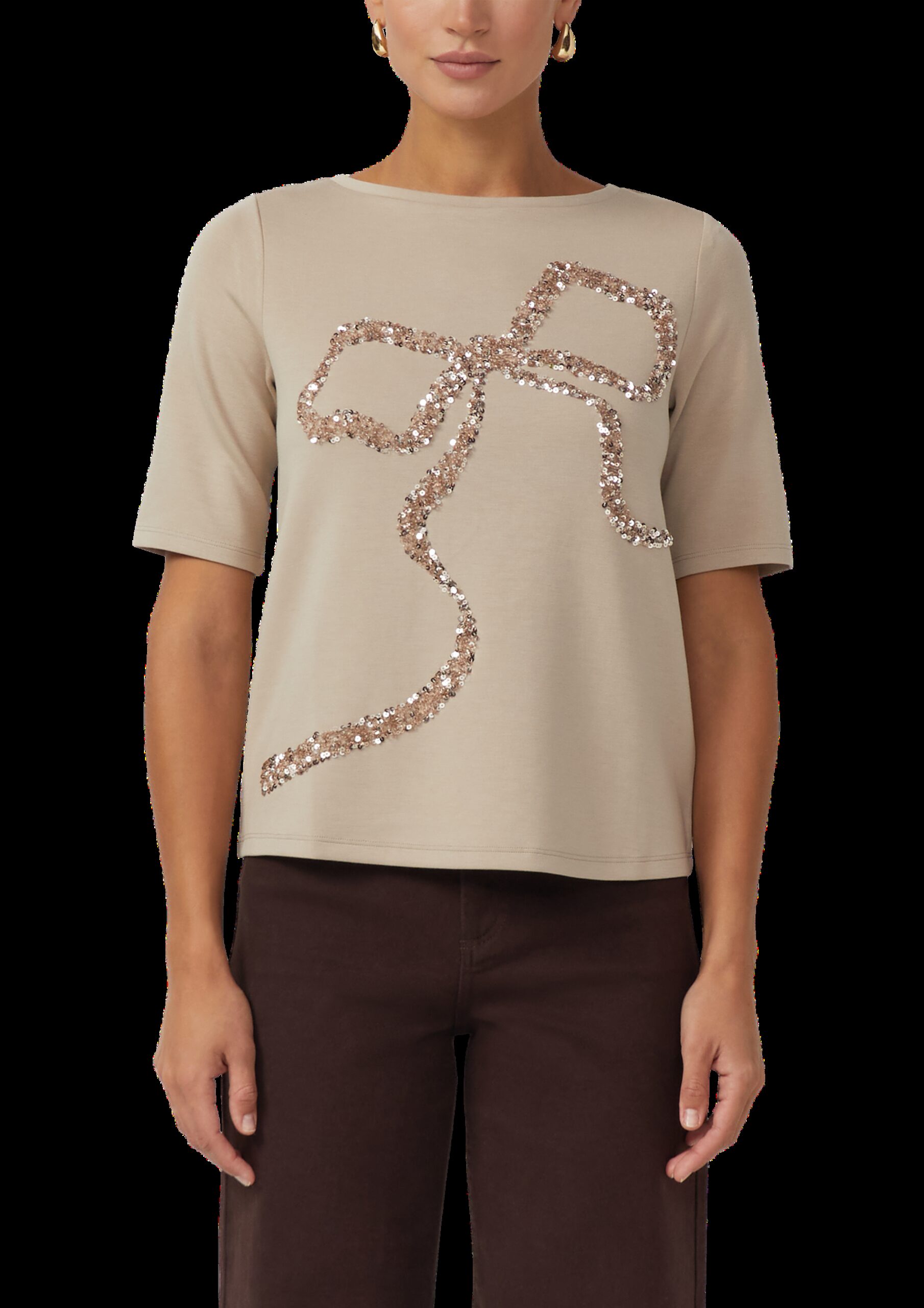 Viskose-T-Shirt im Relaxed Fit mit Pailletten