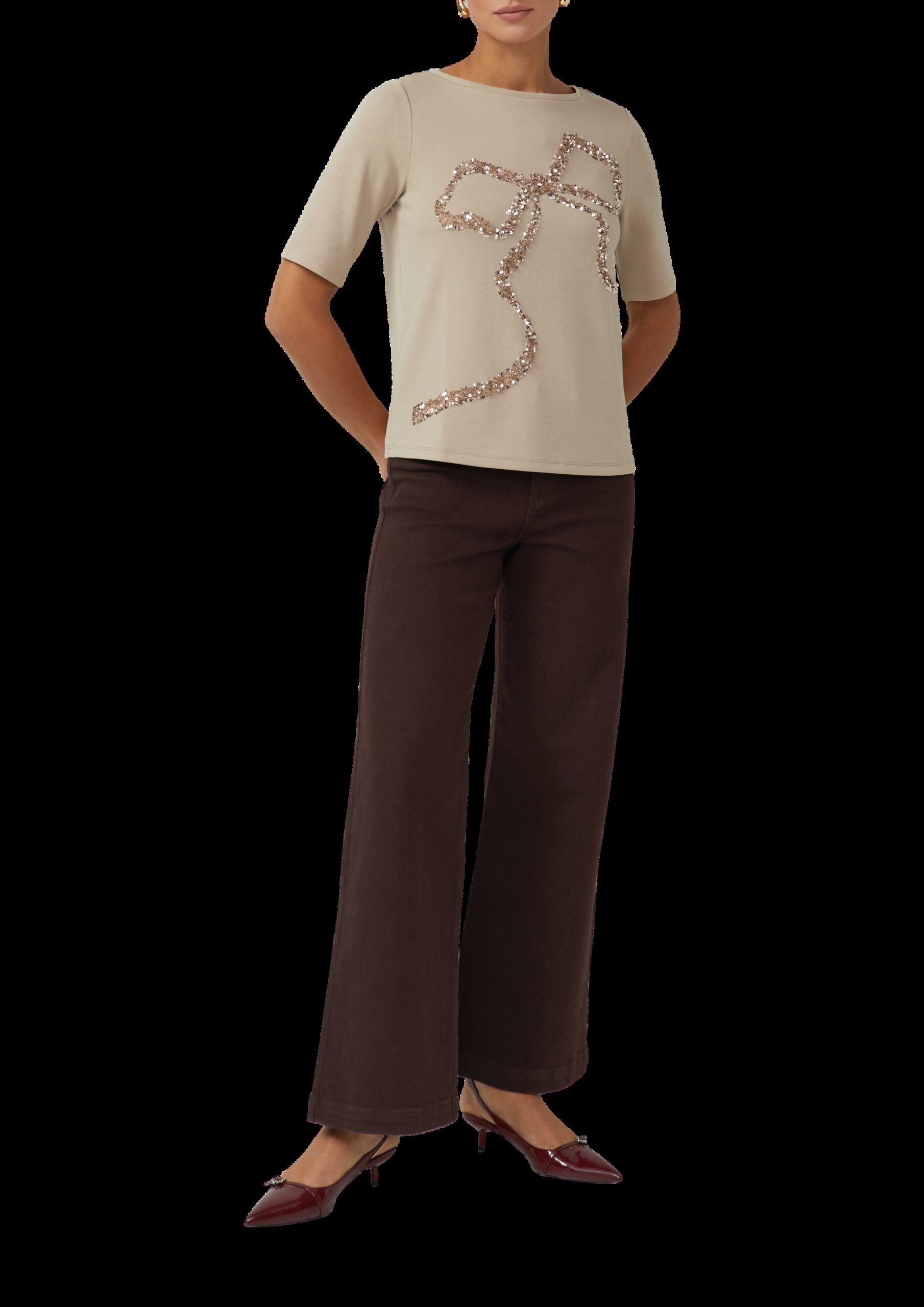 Viskose-T-Shirt im Relaxed Fit mit Pailletten